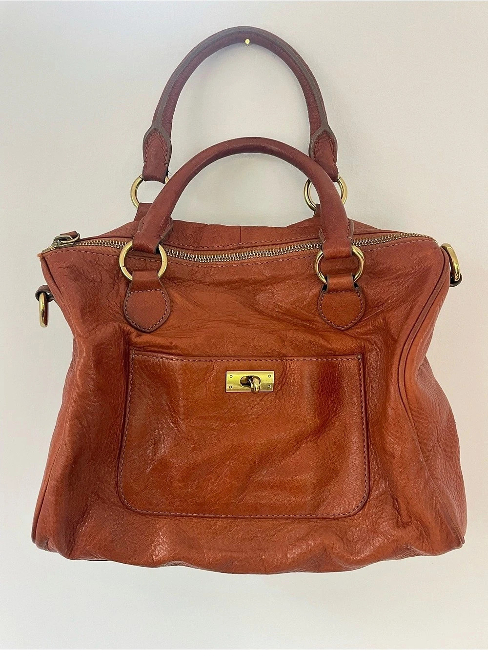 J.Crew vintage Y2K Brompton Hobo Leather Satchel in Brown NWT